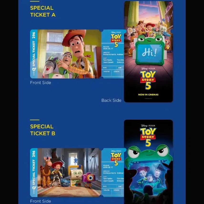 [BUNJANG] Toy Story 5 Special Ticket &amp; Goods Set (2 types) / 2종 1세트) 토이스토리5 스페셜티켓 씨네큐 특전 굿즈