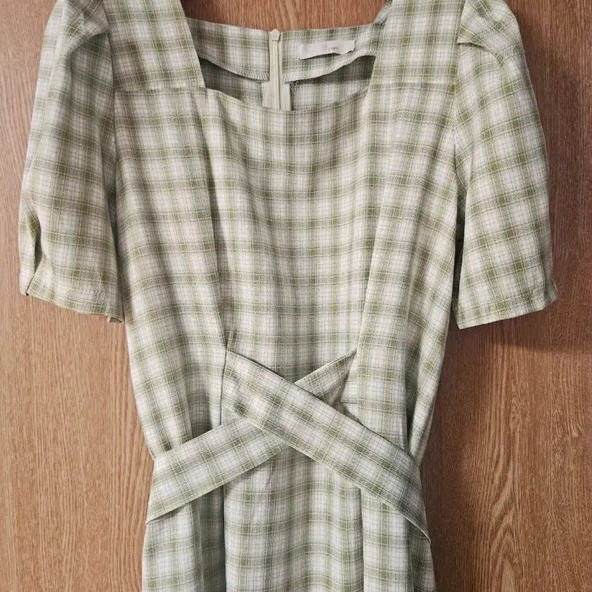 [BUNJANG] JJ Coute Square Neck Check Long Dress / JJ지코트 스퀘어넥 체크 롱 원피스