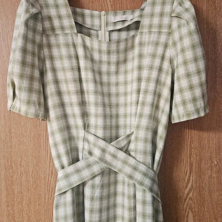 [BUNJANG] JJ Coute Square Neck Check Long Dress / JJ지코트 스퀘어넥 체크 롱 원피스