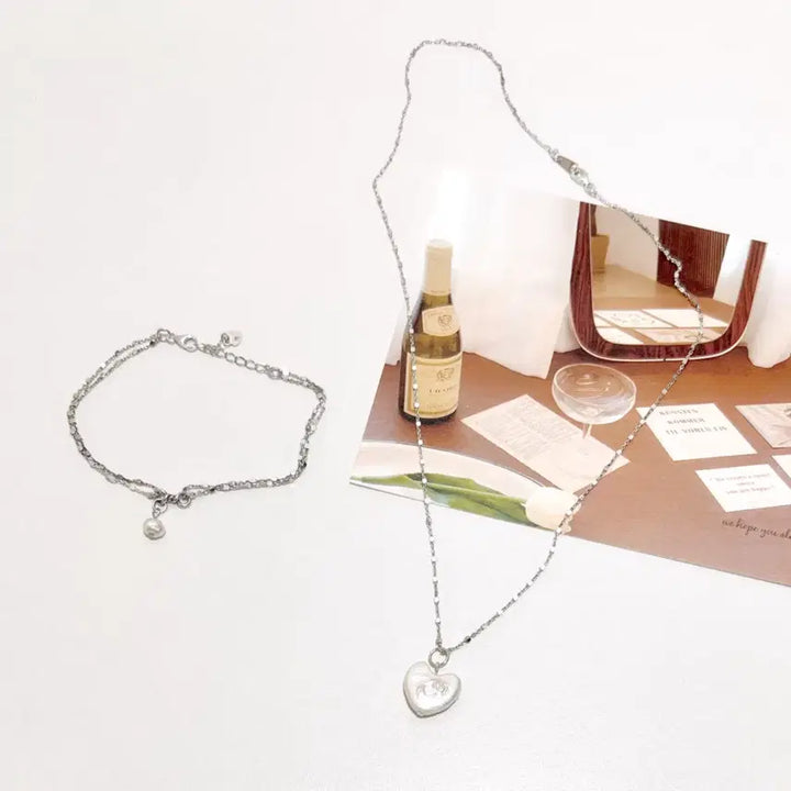 [SOLD OUT] (무료배송)핸드메이드 은 925 실버 담수 진주 팔찌 목걸이 세트