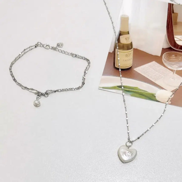 [SOLD OUT] (무료배송)핸드메이드 은 925 실버 담수 진주 팔찌 목걸이 세트