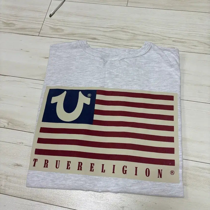 [BUNJANG] True Religion Old Glory Mélange Grey Short Sleeve T-Shirt L / 트루릴리젼 올드 글로리 멜란지 그레이 반팔 티셔츠 L