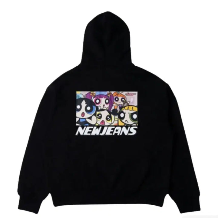 [BUNJANG] NewJeans x The Powerpuff Girls Full-Zip Hooded Sweatshirt Black L / 뉴진스 x 파워퍼프걸 풀집 후디드 블랙 L사이즈