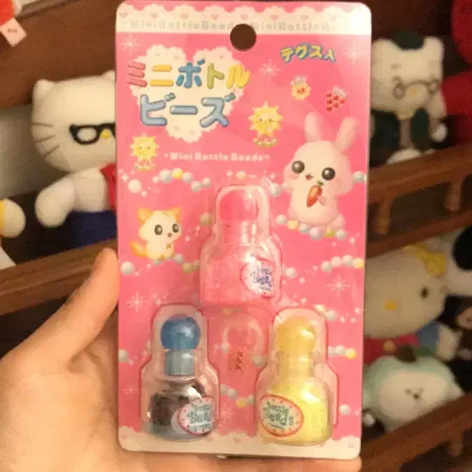 [SOLD OUT] 레어! 일본 고전 헤이세이 미니 유리병 비즈 세트 토끼 햄스터 키티