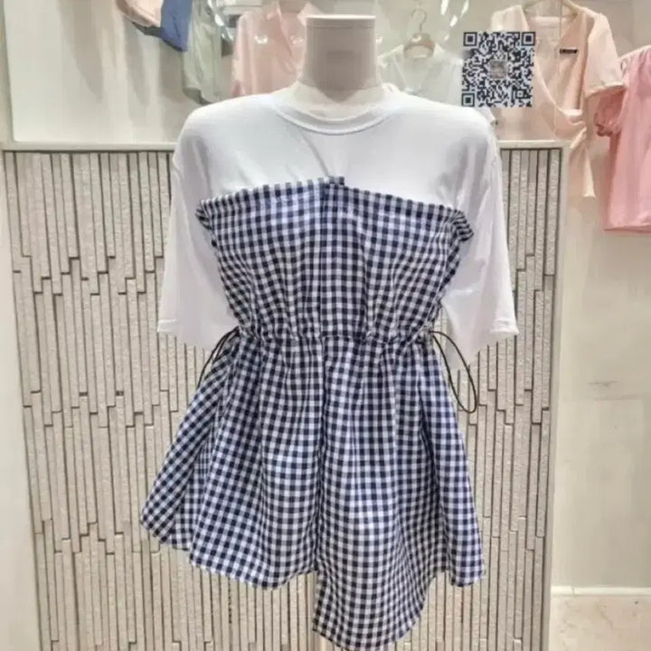 [BUNJANG] Checkered Layered Blouse T-shirt / 체크 레이어드 탑 블라우스 티셔츠