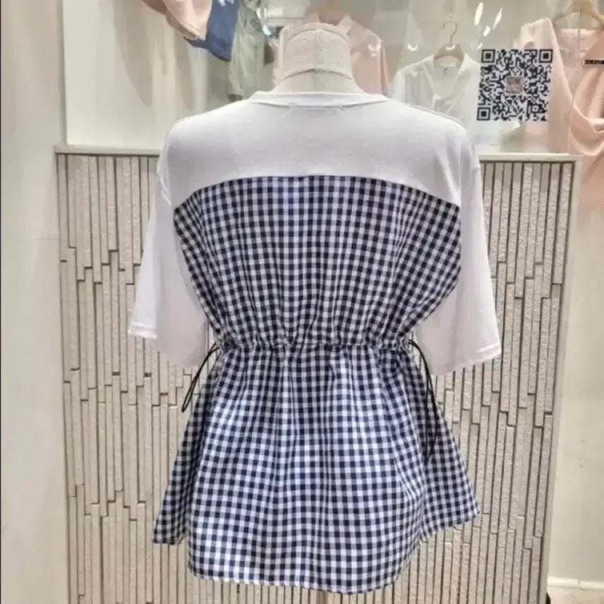 [BUNJANG] Checkered Layered Blouse T-shirt / 체크 레이어드 탑 블라우스 티셔츠