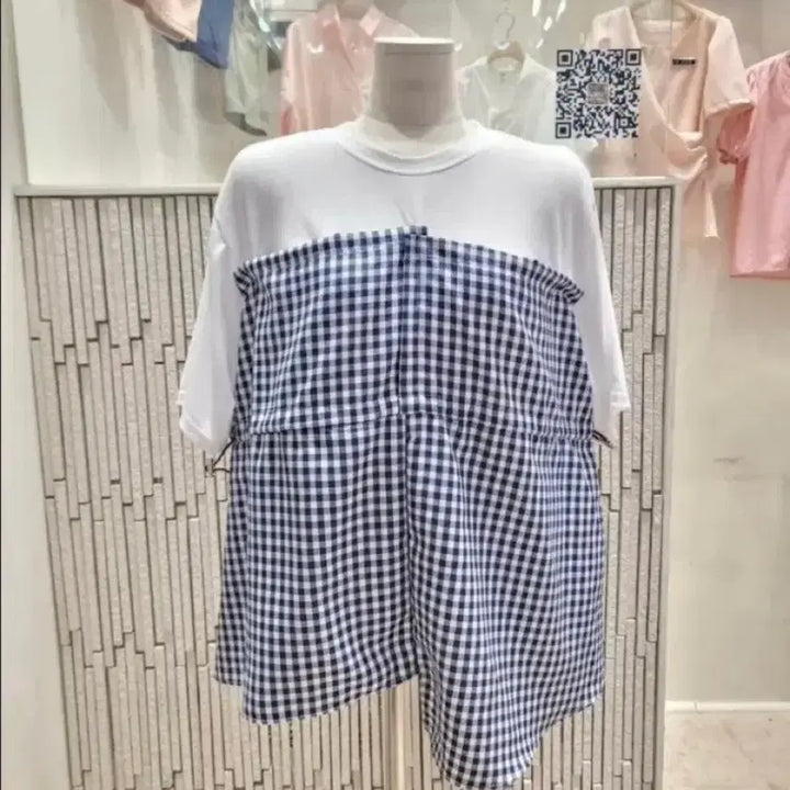 [BUNJANG] Checkered Layered Blouse T-shirt / 체크 레이어드 탑 블라우스 티셔츠