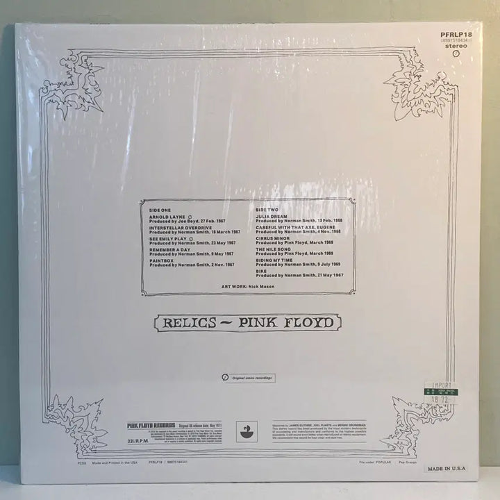 [BUNJANG] Pink Floyd Relics 180g Remastered Reissue LP (US Pressing) / (수입중고LP-록) Pink Floyd - Relics