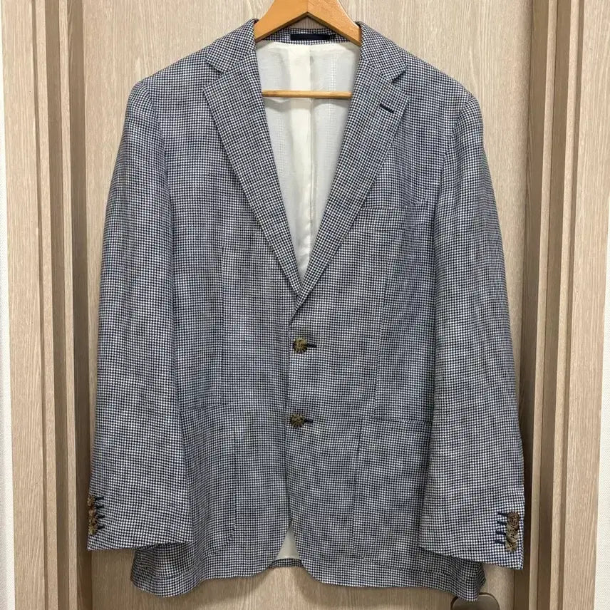 [BUNJANG] Suitsupply Havana Houndstooth Linen Jacket / 수트서플라이 Havana 하운드투스 린넨자켓50(105)/화이트블루