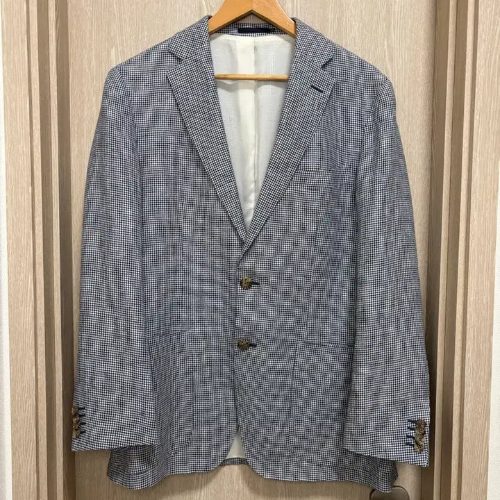 [BUNJANG] Suitsupply Havana Houndstooth Linen Jacket / 수트서플라이 Havana 하운드투스 린넨자켓50(105)/화이트블루