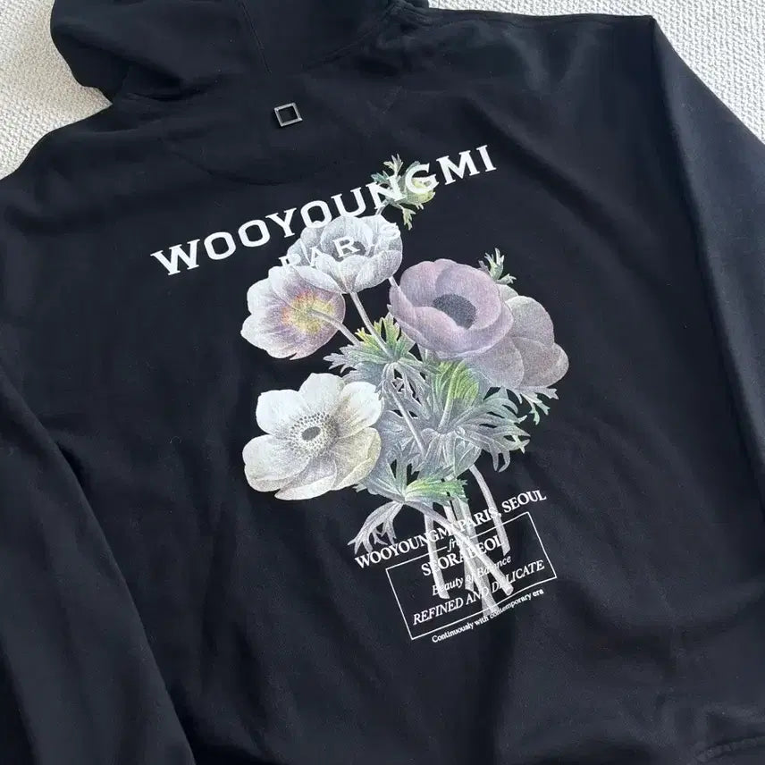 [BUNJANG] Wooyoungmi 23FW Flower Hoodie Black Size 52 / [새상품급/크림판] 우영미 23FW 플라워 후드티 블랙 52사이즈