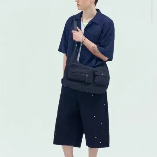 [BUNJANG] Dope JASON Leather Mix Two Pocket Crossbody Messenger Bag / 새상품 도프제이슨레더 믹스 투 포켓 크로스백 메신저백