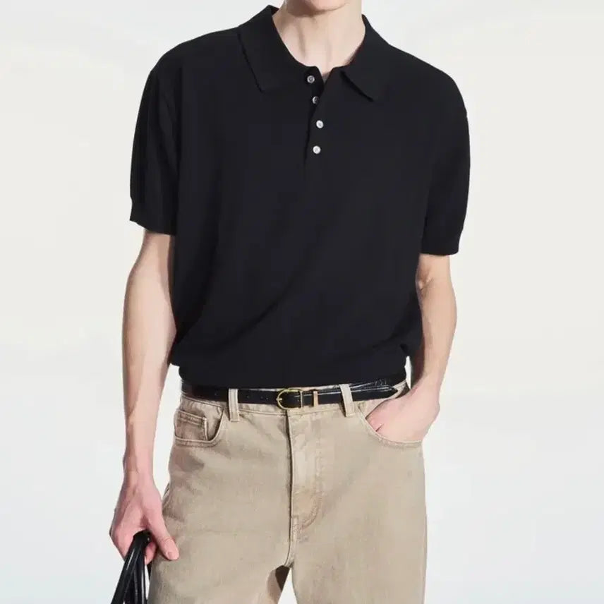 [BUNJANG] TNGT Hard Twisted Washable Polo Knit / TNGT 하드트위스트 워셔블 폴로 니트 / 그레이&amp;블랙