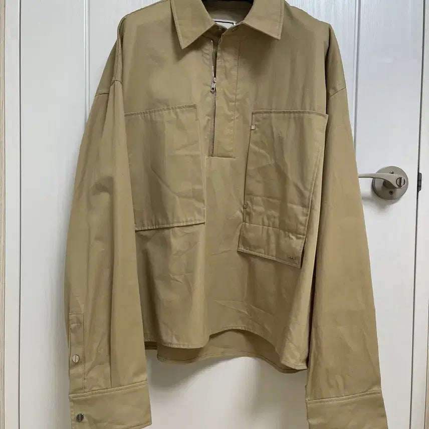 [BUNJANG] Wooyoungmi Half-Zip Shirt Coat Beige Size 50 / 우영미 코트 하프집업 셔츠 베이지 50