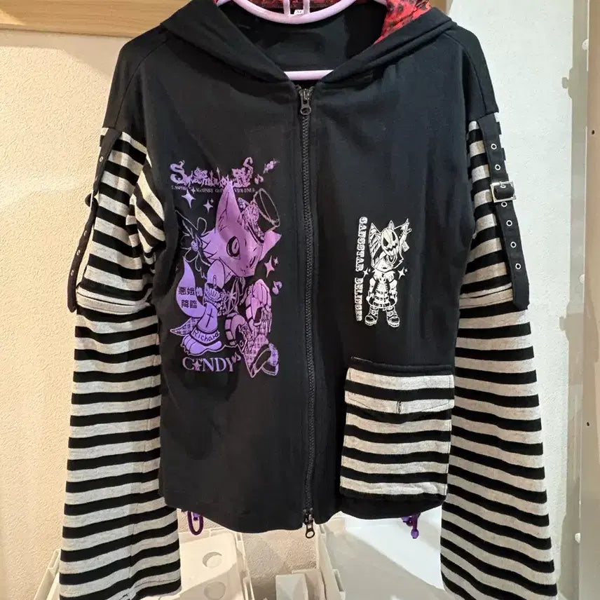 [BUNJANG] MAZZ Cat Ear Hoodie Zip-Up (Detachable Sleeves) / (6월한정월말할인)마즈 고양이귀 후드집업 (팔분리가능)