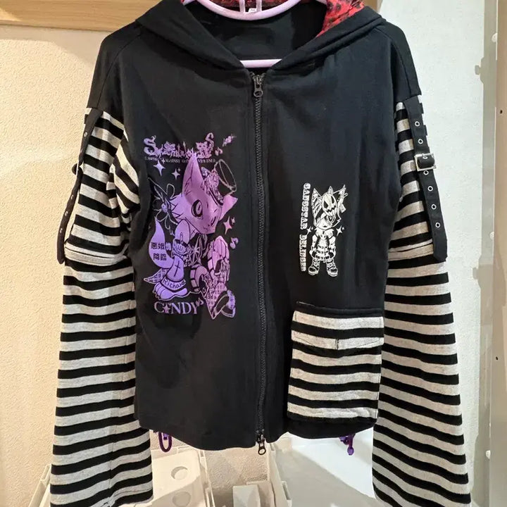[BUNJANG] MAZZ Cat Ear Hoodie Zip-Up (Detachable Sleeves) / (6월한정월말할인)마즈 고양이귀 후드집업 (팔분리가능)