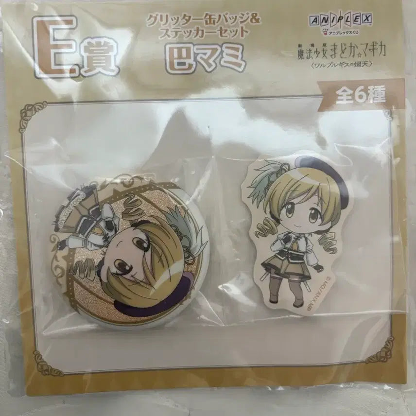 [BUNJANG] Madoka Magica Tomoe Mami Sealed Can Badge &amp; Sticker Set / [미개봉] 마도카 마기카 토모에 마미 캔뱃지