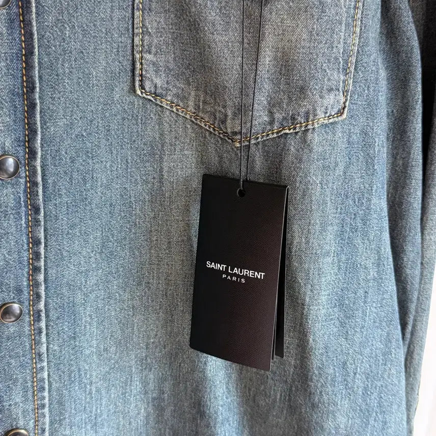 [BUNJANG] Saint Laurent Hedi Slimane Western Washed Denim Shirt Jacket / 생로랑 에디슬리먼 웨스턴 워싱 데님 셔츠 자켓