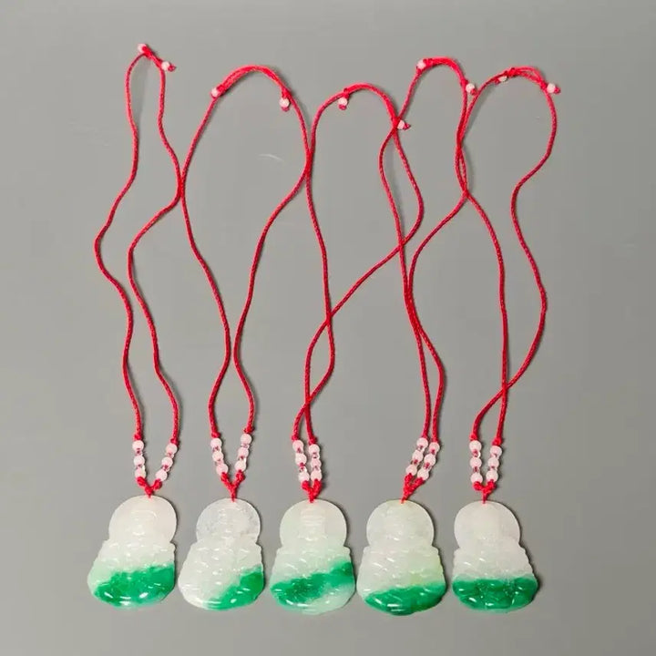 [BUNJANG] Jade Guan Yin Buddha Pendant Necklace Set (5 Pieces) / 옥 관음불 조각 불상 펜던트 목걸이 5점 일괄 골동품 고미술품 수집품