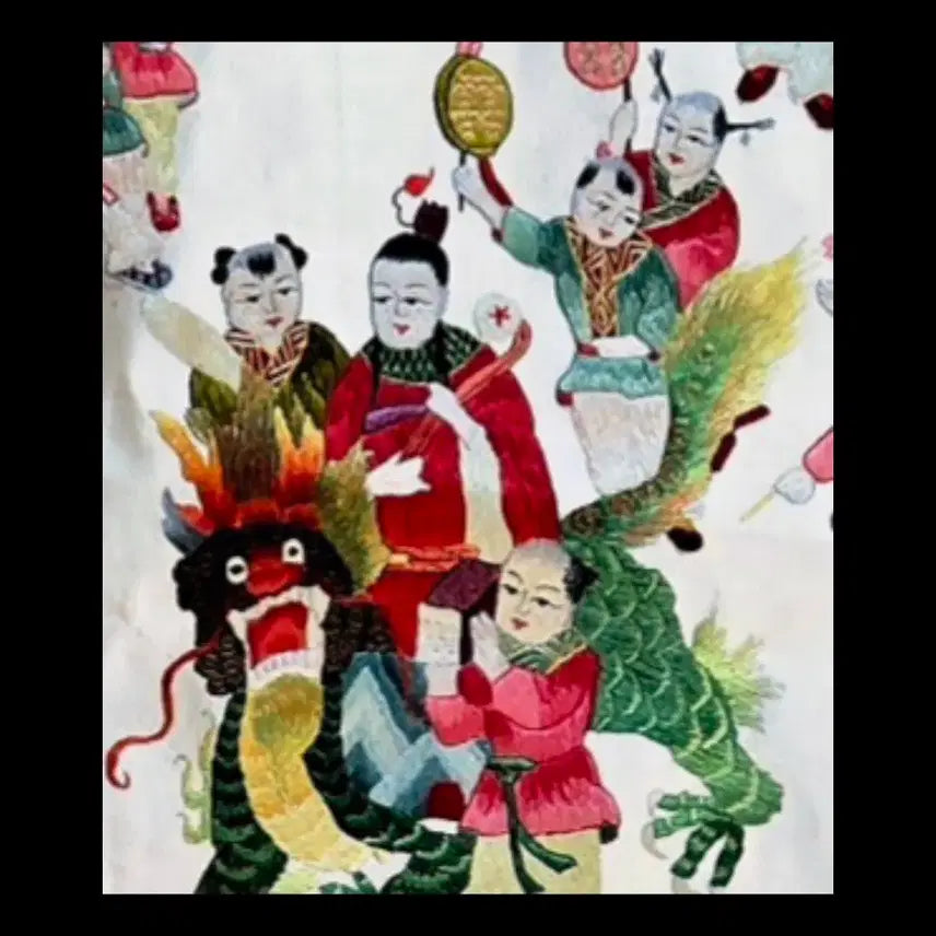 [BUNJANG] Handmade Silk Embroidery "Baekjado" (Hundred Children) Traditional Art / 수제 실크 자수]  고급  자수 백자도 입니다