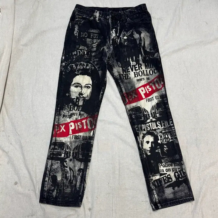 [BUNJANG] Lee Sex Pistols Graphic Denim Pants (Size 34) / Lee 리 섹스피스톨즈 그래픽 데님 팬츠 34