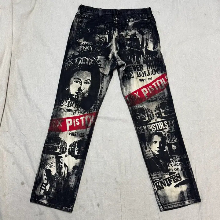 [BUNJANG] Lee Sex Pistols Graphic Denim Pants (Size 34) / Lee 리 섹스피스톨즈 그래픽 데님 팬츠 34