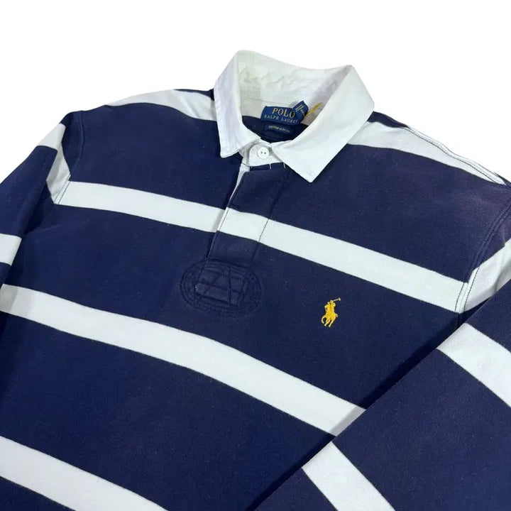 [BUNJANG] Polo Ralph Lauren Navy Striped Rugby Shirt / 신형 QR라벨 폴로 랄프로렌 네이비 단가라 럭비티