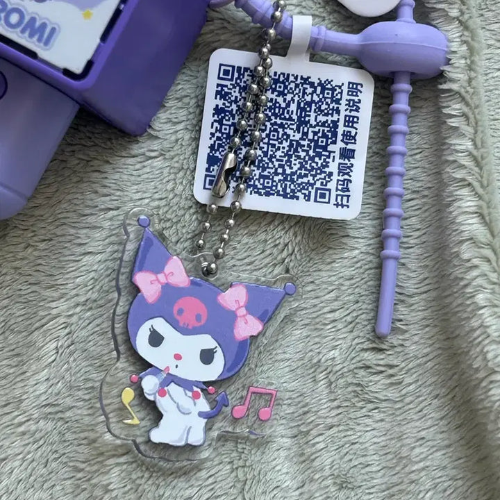 [BUNJANG] Sanrio Kuromi Recordable Microphone &amp; Acrylic Keychain Set / 택0,새상품) 산리오 쿠로미 녹음되는 키링&amp; 크로미 아크릴 키링 세트