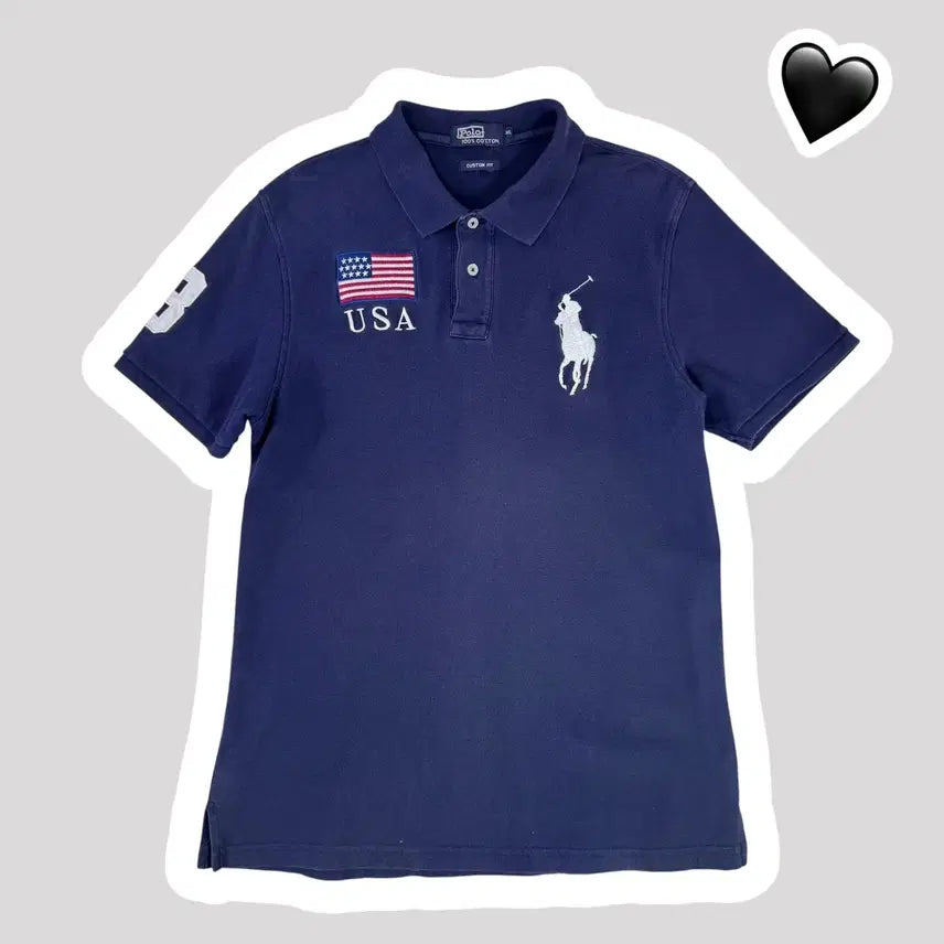 [BUNJANG] Polo Ralph Lauren Chief Keef USA Big Pony Navy Short Sleeve Polo Shirt / 폴로 랄프로렌 치프키프 USA 빅포니 네이비 반팔카라티