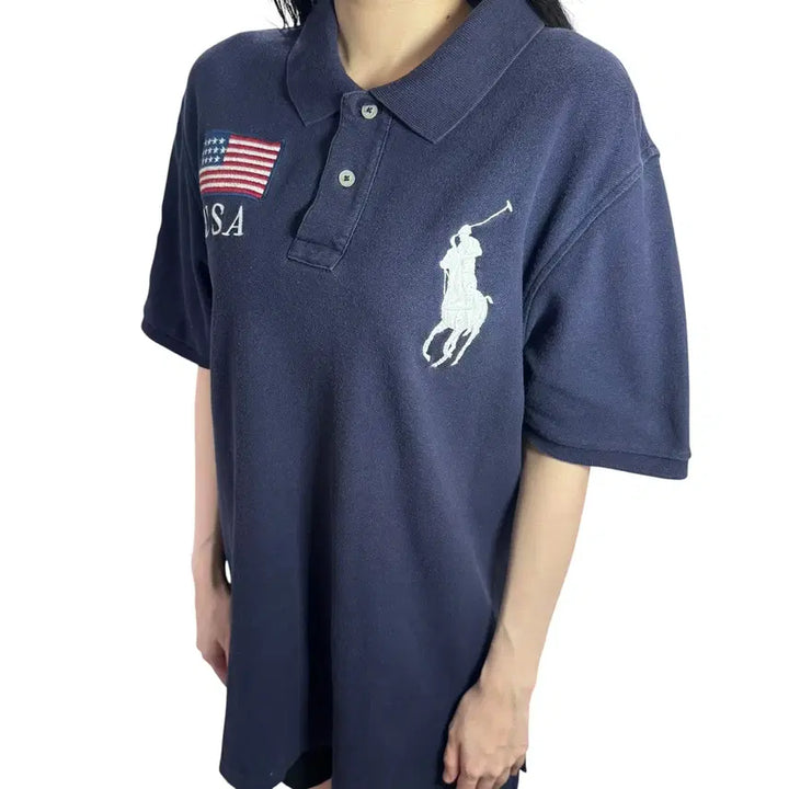 [BUNJANG] Polo Ralph Lauren Chief Keef USA Big Pony Navy Short Sleeve Polo Shirt / 폴로 랄프로렌 치프키프 USA 빅포니 네이비 반팔카라티