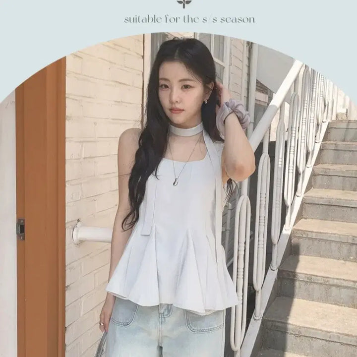 [BUNJANG] Mono Daily Mer Pintuck Flare Blouse / 모노데일리 메르 핀턱 플레어 블라우스
