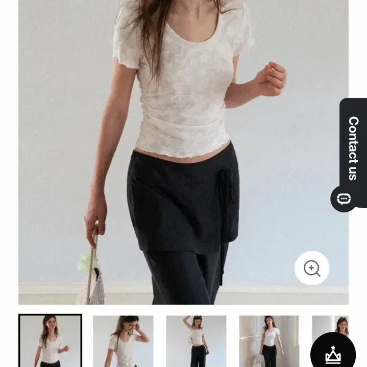[BUNJANG] EGGKA Lace Texture Cropped T-Shirt / [새상품] EGGKA 에그카 레이스 텍스쳐 크롭 티셔츠