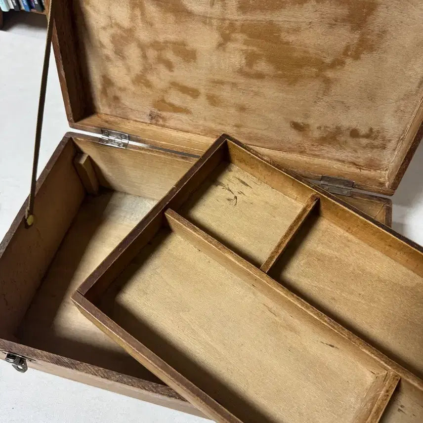 [BUNJANG] French Vintage Wooden Box 2-Tier Sewing Box / 프랑스 빈티지 우드 상자 2단 화구박스, 소잉박스
