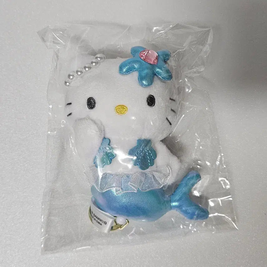 [BUNJANG] Sanrio Hello Kitty Mermaid Mascot Doll Keychain (Sealed, Vintage) / 미개봉) 산리오 헬로키티 릴 마스코트 인형 키링 고전 머메이드 인어 블루