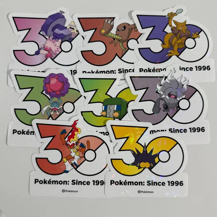 [BUNJANG] Pokemon 30th Anniversary Logo Sticker Bundle / 포켓몬 30주년 로고 스티커 두드리짱 시라소몬 후딘 베라카스 전지충이