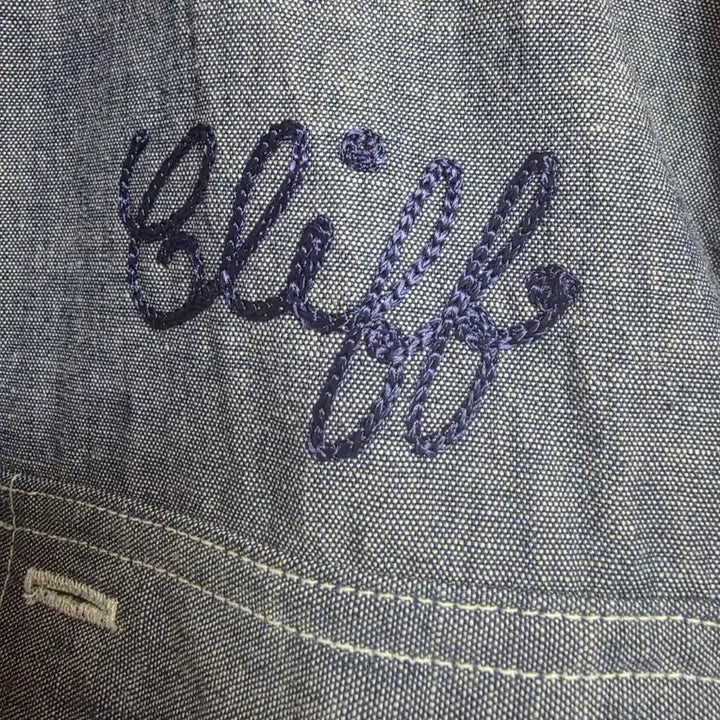 [BUNJANG] Sugar Cane SC39527 Chambray Short Sleeve Work Shirt (M) Chain Stitch Embroidery / [M] 슈가케인 SC39527 샴브레이 반팔 워크셔츠 M / 체인스티치
