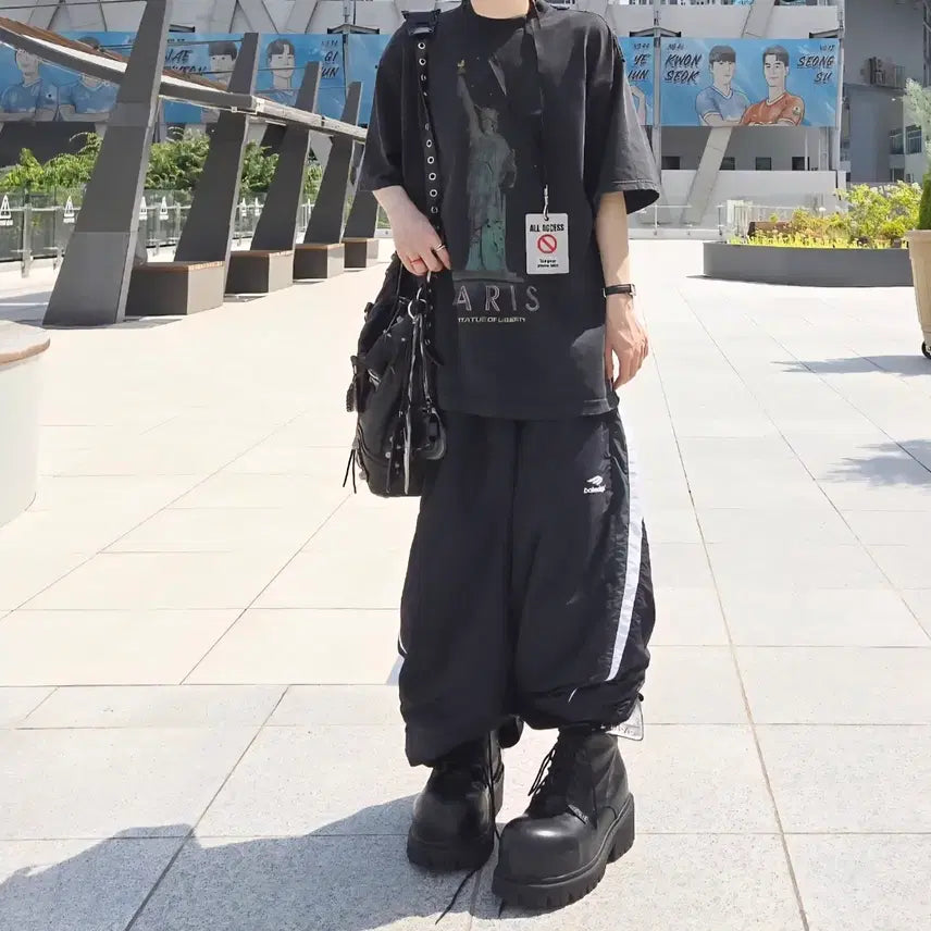 [BUNJANG] Balenciaga Paris Liberty Printing Short Sleeve T-Shirt / 발렌시아가 파리스 리버티 프린팅 반팔 티셔츠 프린트