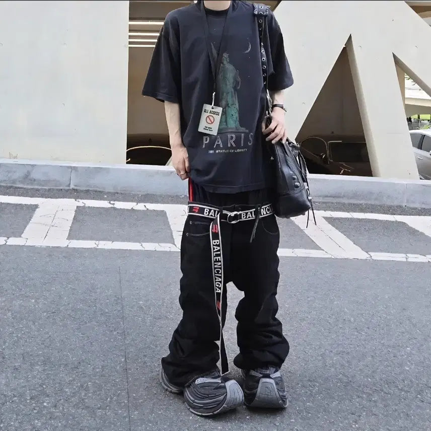 [BUNJANG] Balenciaga Paris Liberty Printing Short Sleeve T-Shirt / 발렌시아가 파리스 리버티 프린팅 반팔 티셔츠 프린트