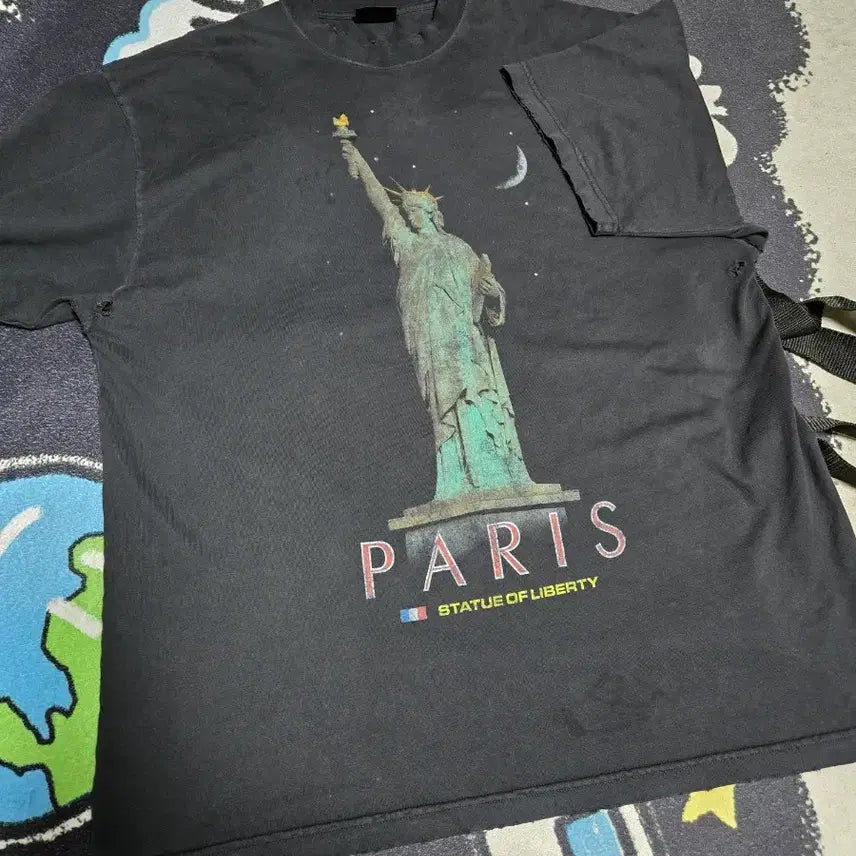 [BUNJANG] Balenciaga Paris Liberty Printing Short Sleeve T-Shirt / 발렌시아가 파리스 리버티 프린팅 반팔 티셔츠 프린트