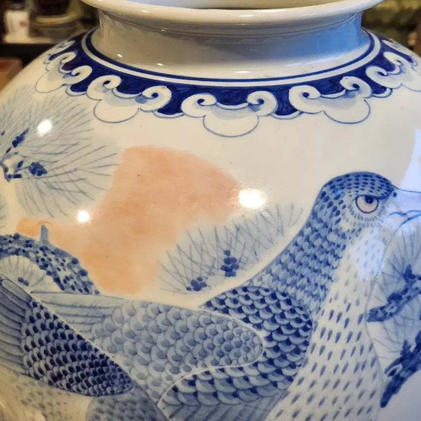 [BUNJANG] Korean Painting Celadon Porcelain Jar with Copper Red Glaze / 한국 송응도가 섬세하게 묘사된 진사청화백자 항아리