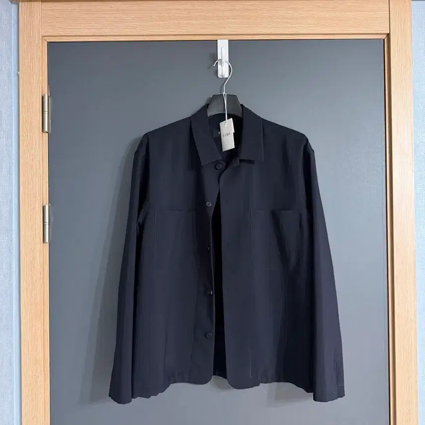 [BUNJANG] TIME HOMME 25FW Poly Drawstring Pocket Shirt Dark Navy / 타임옴므 / 25fw 폴리 드로우스트링 포켓 셔츠 다크네이비 / 105