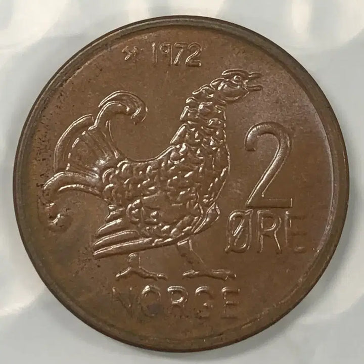 [BUNJANG] 1972 Norway 2 Ore Coin D482 / 1972년 노르웨이 2외레 동전 D482
