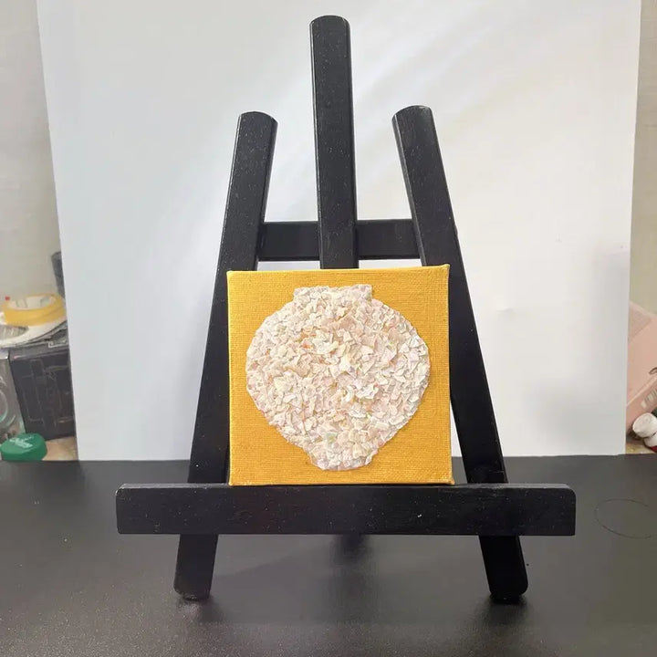 [BUNJANG] Mother of Pearl Mini Moon Jar Painting with Mini Easel Set / 자개 미니 달항아리 원화 ,미니 이젤 세트