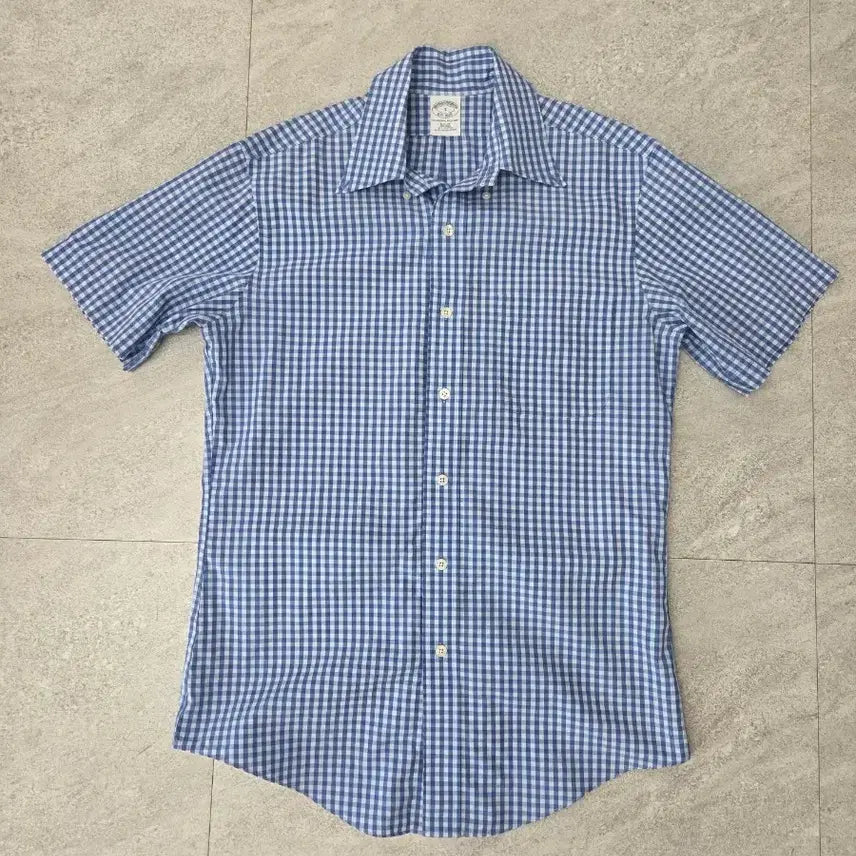 [SOLD OUT] 브룩스브라더스 시원한 면100% 체크 남방 S (가슴49 총장73)