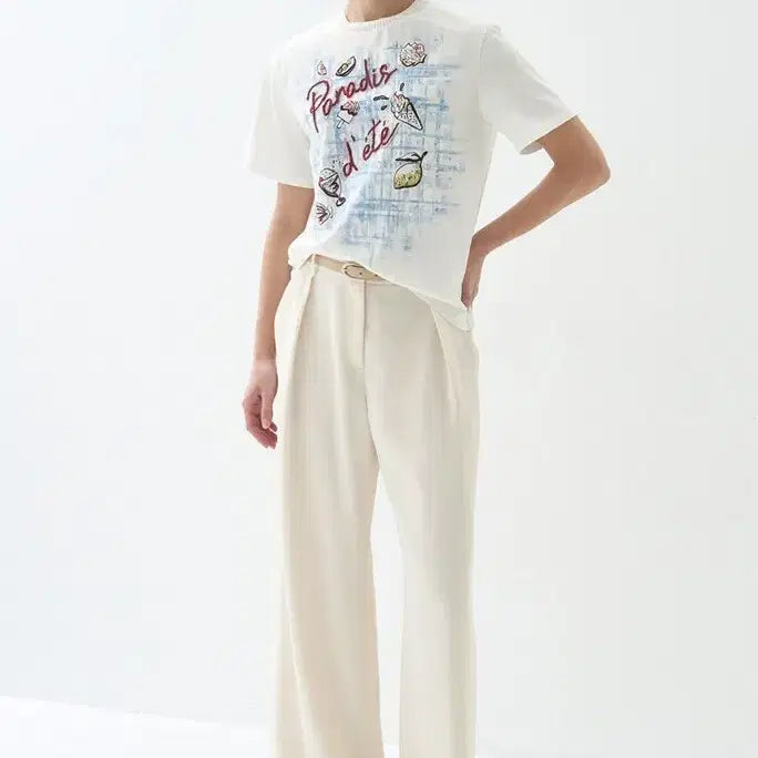 [BUNJANG] Lanvin Summer Graffiti Print Short Sleeve T-Shirt / 랑방여름 낙서 프린트 반팔 티셔츠