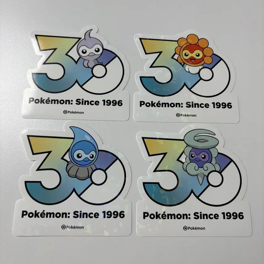 [BUNJANG] Pokemon 30th Anniversary Logo Sticker Set / 포켓몬 30주년 로고스티커 캐스퐁 4종 태양 빗방울 설운