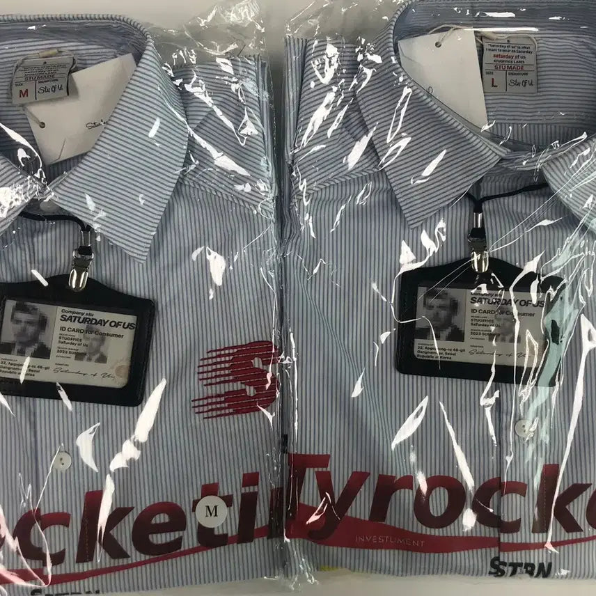 [BUNJANG] STU Printing Stripe Shirt - Sky Blue / STU Printing Stripe Shirt Sky Blue