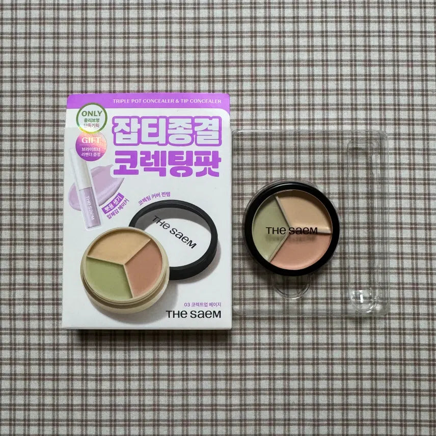 [BUNJANG] The Saem Cover Perfection Triple Pot Concealer 03 Correct Up Beige (New) / [새상품]더샘 커버 퍼펙션 트리플 팟 컨실러 03 코렉트업 베이지