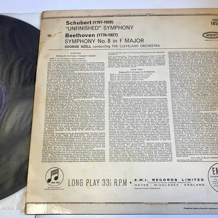 [BUNJANG] George Szell Schubert Unfinished Symphony Beethoven Symphony No. 8 Mono LP / 모노초기반LP) 조지셀 - 슈베르트 미완성 교향곡 LP (Columbia
