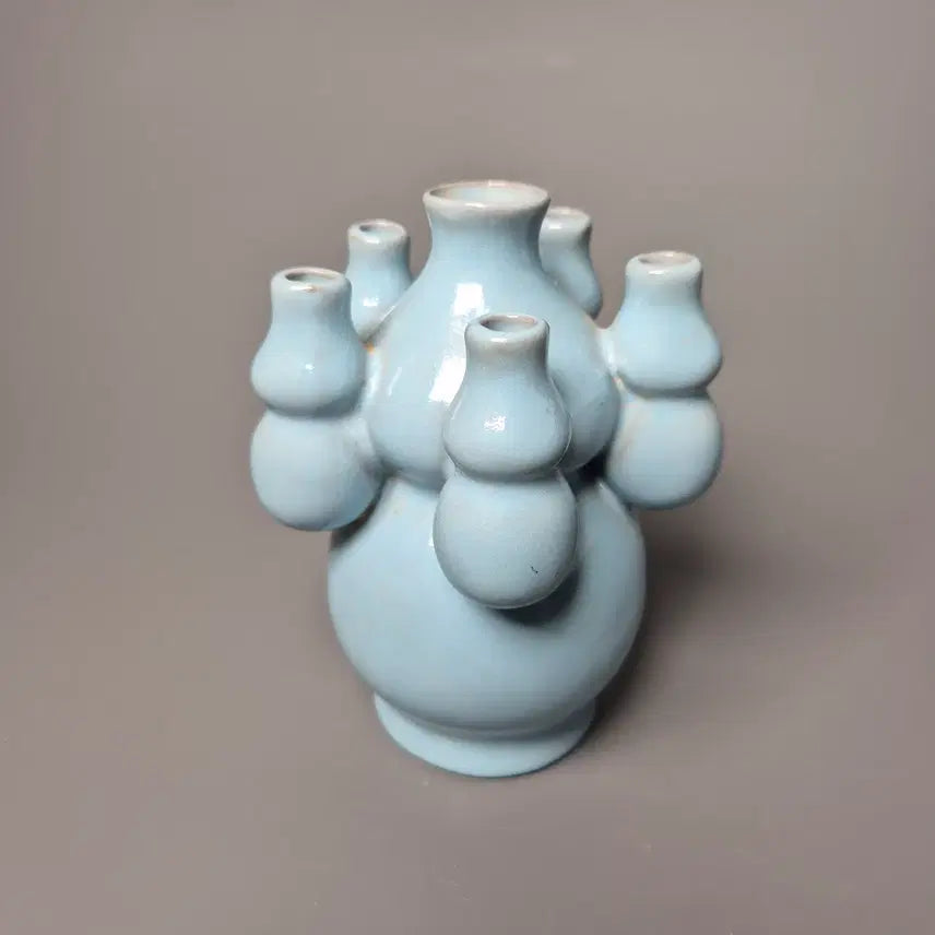 [BUNJANG] Northern Song Dynasty Yaozhou Celadon Lotus Vase / 북송 여요 청자 천청유 오련호로병 중국도자기 골동품 고미술품 수집품
